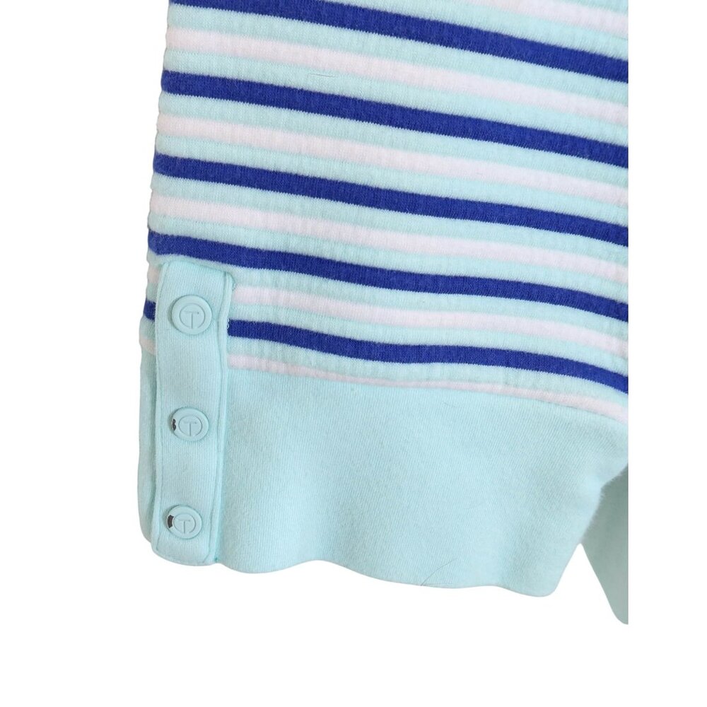 T By Talbots Textured Stripe Button Cuff Mock Nec… - image 5